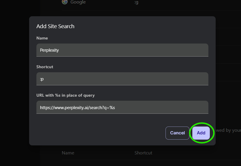 Add Perplexity